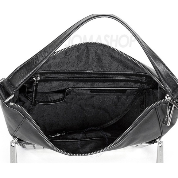 Michael Kors Medium Natalia Tile Shoulder Bag in Black - Picture 3 of 15